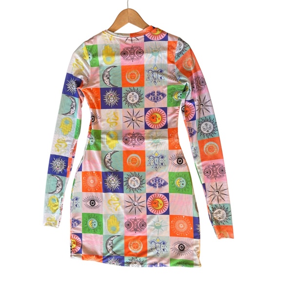 AFRM Women’s Lasso Dress Long Sleeve Mesh Postcard Print Size M - Picture 2 of 5